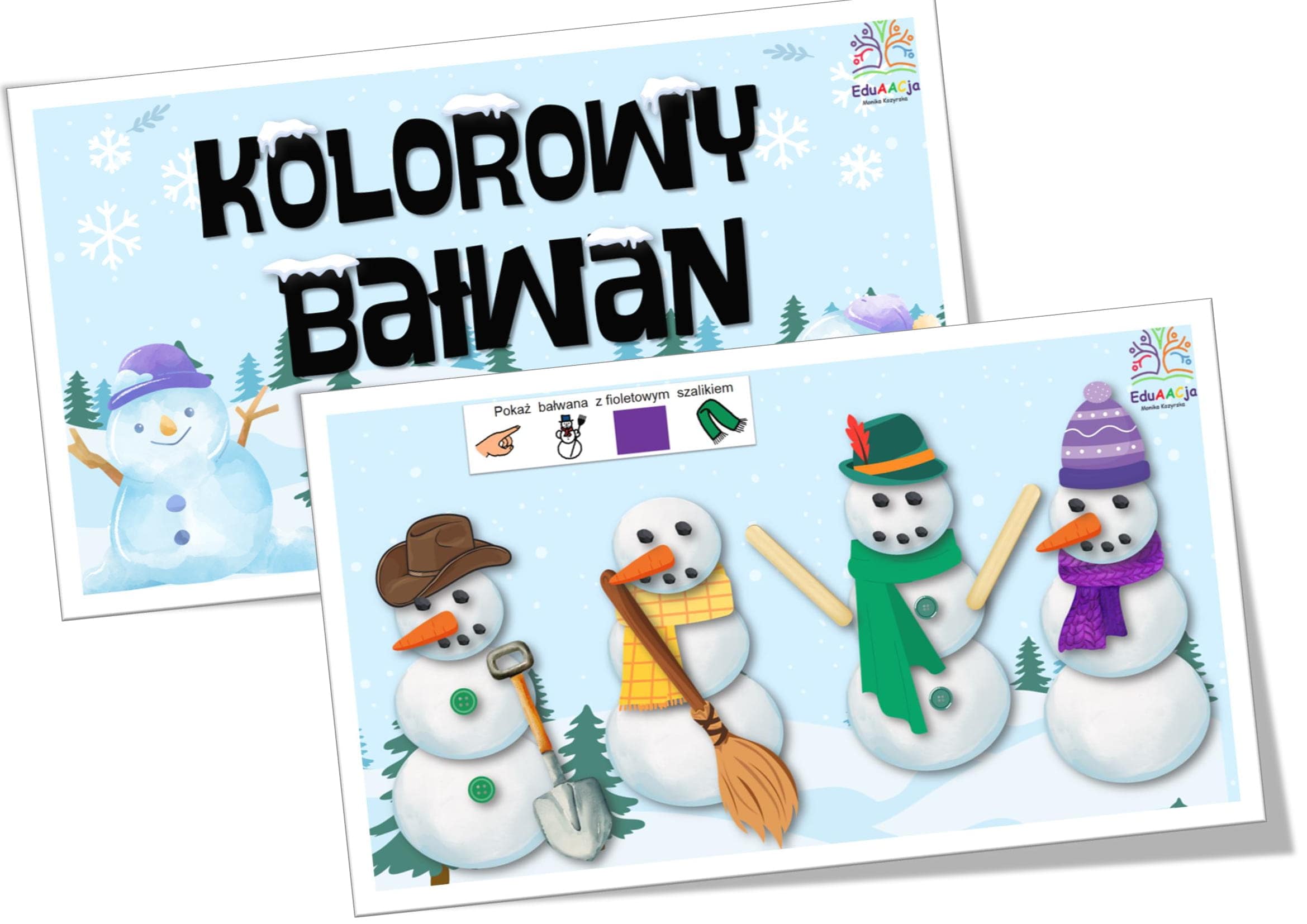 kolorowy bałwan ćwiczenia aac eduaacja